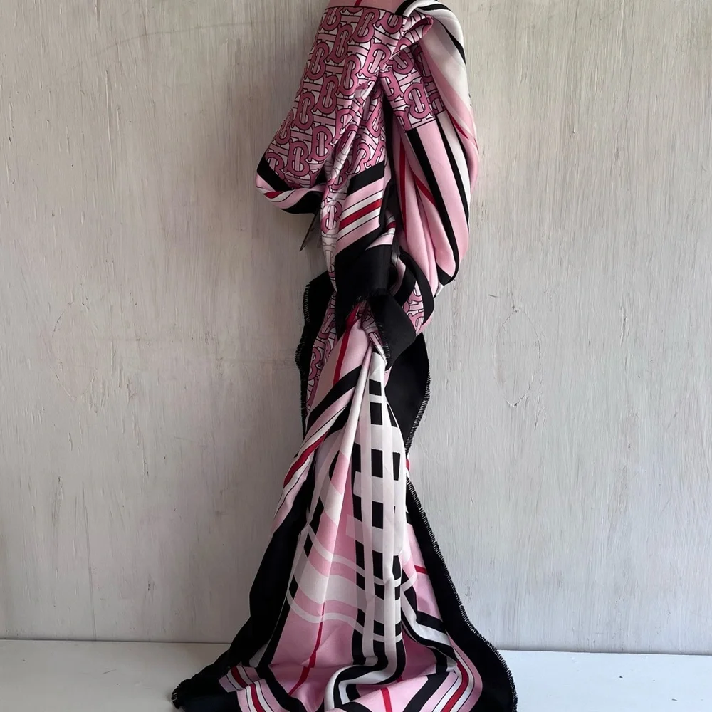 BURBERRY TB Monogram Heritage Square Silk Scarf in Bubblegum Pink - Picture 5 of 11